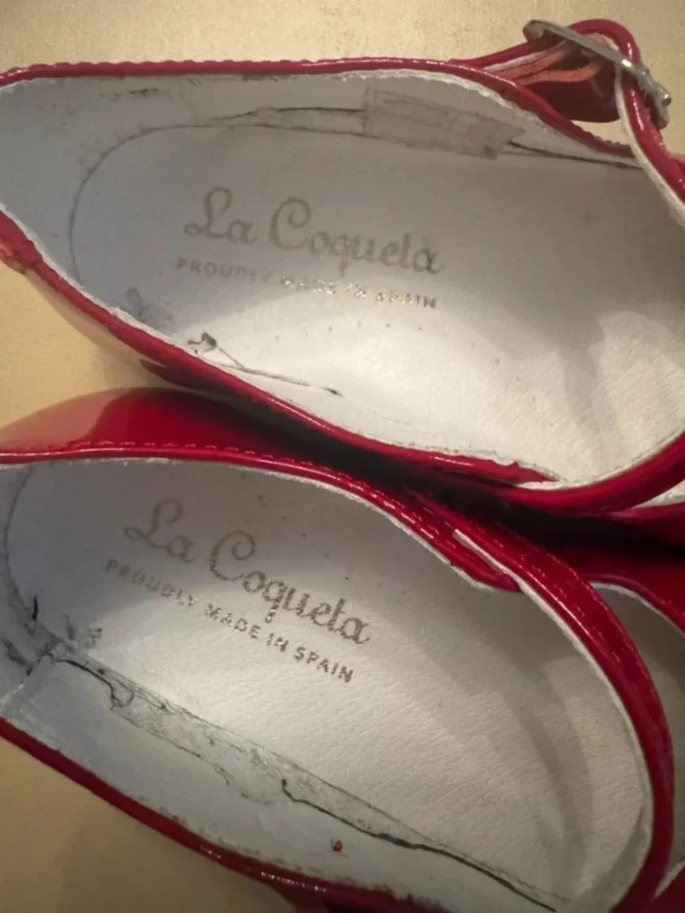 La Coqueta Red Patent Leather Mary Jane Baby Shoes EU 23